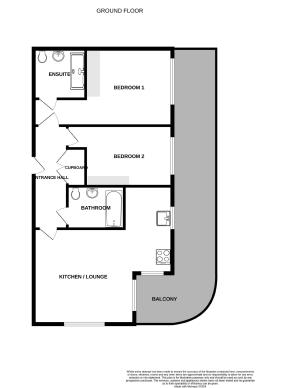 Charming ground floor plan featuring 2 bedrooms, a stylish kitchen lounge, and a private balcony, perfect for modern living.