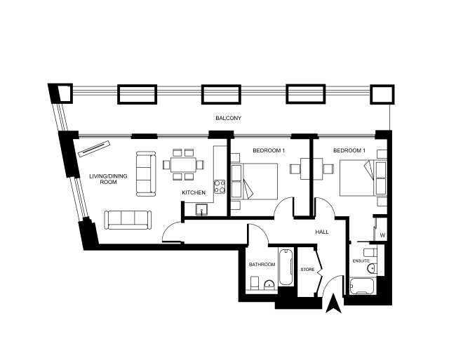 A133 (premium - long terrace) (South)
