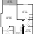 Chic 2D floor plan displaying a bedroom, open lounge diner, kitchen, bathroom, and balcony.
