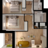 Modern 2-bedroom apartment floor plan featuring an open-concept living area, stylish kitchen, and private outdoor patio.