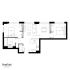 Contemporary Pearl Yard floor plan showcasing 2 bedrooms, integrated living and dining space, and modern kitchen layout in Bermondsey, 719 sq ft.