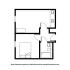 Chic 2D floor plan showcasing a 1-bedroom apartment with a cozy living area, modern kitchen, and sleek bathroom layout.