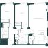 Modern floor plan showcasing 2 bedrooms with ensuites, open kitchen, and spacious living area.