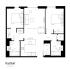 Elegant Pearl Yard floor plan showcasing 2 bedrooms, an open-concept living, kitchen, and dining area, complemented by ample storage space and a modern bathroom.