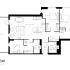 Chic floor plan of Pearl Yard featuring three bedrooms, open living area, modern kitchen, and private terrace in Bermondsey, 1185 sq ft.