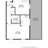 Efficient floor plan showcasing a ground floor apartment with a spacious kitchen, cozy bedroom, modern bathroom, and expansive balcony at 575 sq. ft.