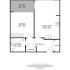 Compact and efficient floor plan for a one-bedroom apartment featuring a spacious kitchen/lounge, large balcony, and convenient entrance hall, covering 537 sq. ft.