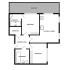 Elegant ground floor apartment layout featuring 2 bedrooms, a modern kitchen/lounge, and a spacious balcony. Includes an ensuite and a separate bathroom for convenience.
