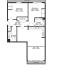 Sophisticated ground floor plan showcasing 2 bedrooms, an expansive kitchen and reception room, plus balconies, spread over 771 sq ft.
