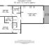 Modern floor plan featuring 2 spacious bedrooms, open kitchen/lounge area, balcony, and an ensuite bathroom within 767 sq. ft.