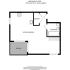 Modern floor plan showcasing 442 sq.ft. of living space with an integrated kitchen/bedroom, a sleek bathroom, and a charming balcony.