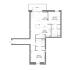 Modern floor plan showcasing 2 bedrooms, open living area, spacious kitchen, and balcony. Ideal layout for comfortable living.