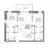 Modern apartment floor plan showcasing 2 bedrooms, spacious living area, and an open kitchen, complete with a balcony and sleek design.