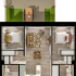 Charming 2D apartment floor plan featuring two cozy bedrooms, an open living area, and a functional kitchen, with a lush outdoor patio perfect for relaxation.