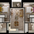 Modern 2D apartment floor plan showcasing 2 bedrooms, inviting living room, stylish kitchen, and two bathrooms with balconies.