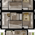 Elegant 3D floor plan showcasing two spacious bedrooms with plush interiors, a modern kitchen, and an inviting open-concept living area.