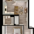 Contemporary floor plan showcasing a cozy 1-bedroom apartment with an inviting living area, sleek kitchen, stylish bathroom, and a charming balcony.