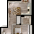 Chic 1-bedroom apartment floor plan with open-concept living and dining area, modern kitchen, cozy bedroom, stylish bathroom, and private balcony.