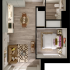 Modern floor plan featuring a cozy living room, sleek kitchen, elegant bedroom, and well-appointed bathroom.