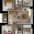 Modern floor plan highlighting 2 bedrooms, contemporary open living and dining area, sleek kitchen, and two bathrooms.