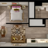 Modern 1-bedroom apartment floor plan featuring an open-concept living area, stylish kitchen, and cozy dining space.