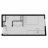 Efficient studio apartment floor plan showcasing a modern open living area with integrated kitchen and cozy sleeping nook.