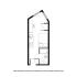 Modern floor plan featuring a cozy studio apartment with a compact kitchen, inviting living space, and a well-appointed bathroom.