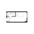 Compact studio apartment floor plan featuring a cozy sleeping area and a modern bathroom, ideal for urban living.