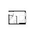 Compact and efficient studio apartment floor plan with a spacious bathroom and a cozy sleeping area.