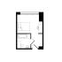 Compact and efficient studio apartment floor plan featuring a cozy bedroom area and modern bathroom layout.
