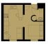Charming 1-bedroom floor plan featuring a cozy living area, modern kitchen, and well-appointed bathroom.