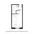 Compact and efficient studio apartment floor plan featuring a cozy sleeping area, convenient bathroom, and ample storage.