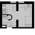 Compact floor plan featuring a cozy living area, modern kitchen, and well-appointed bathroom.