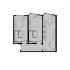 Modern floor plan with two spacious bedrooms, an open kitchen, and a cozy living area, designed for comfortable living.