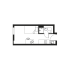 Modern compact studio apartment floor plan featuring a cozy living area, integrated kitchen, and a well-designed bathroom.