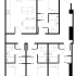 Modern floor plan showcasing 3 bedrooms, two bathrooms, a spacious living room, and an open kitchen with dining area.