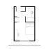 Efficient studio apartment floor plan featuring a cozy bedroom, compact bathroom, and dedicated workspace.