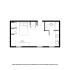 Elegant apartment floor plan showcasing a spacious studio layout with a bedroom, modern kitchenette, and stylish bathroom.