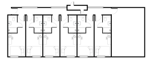 Elegant floor plan showcasing four bedrooms, each with private en-suite bathrooms and cozy workspaces, ideal for comfortable living.